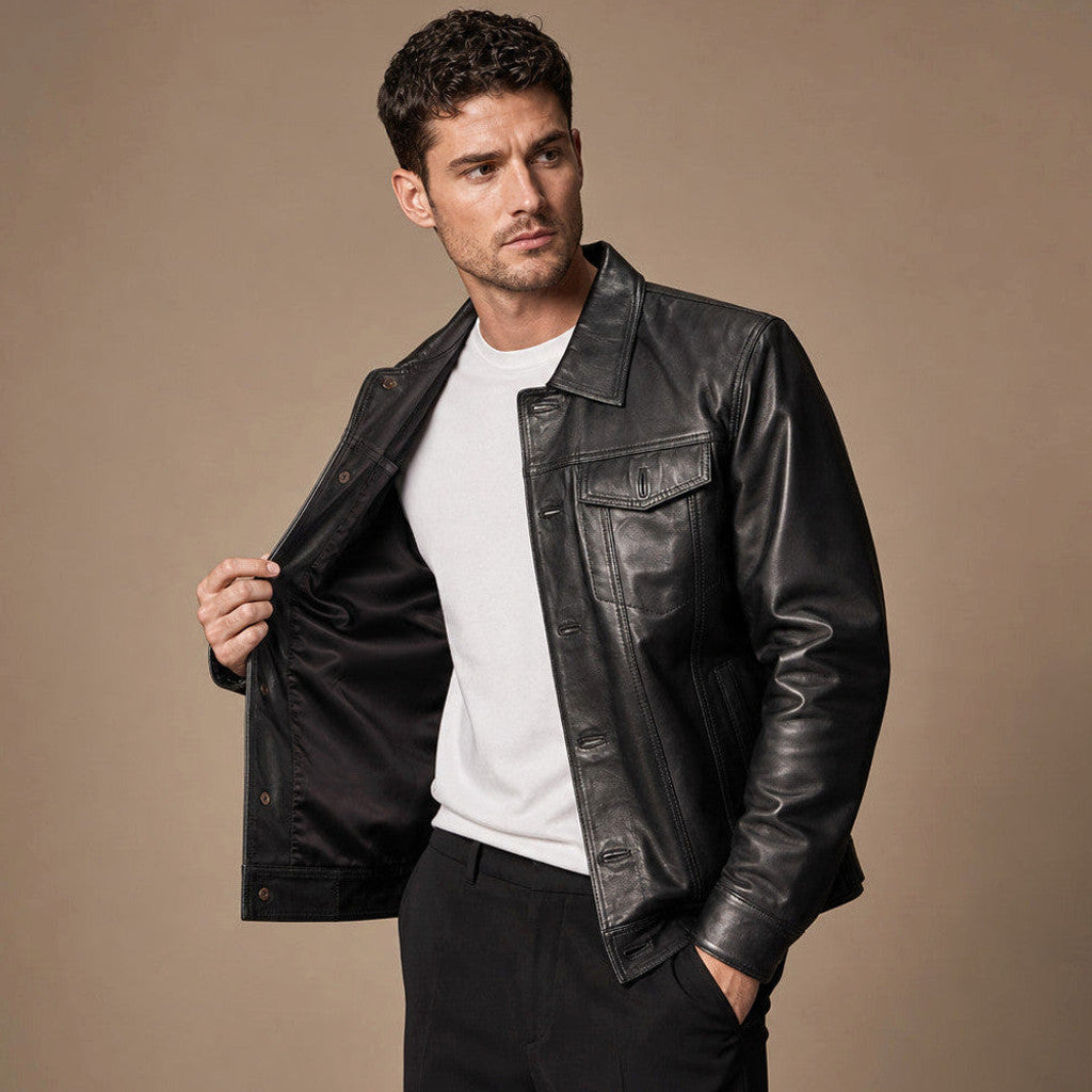 Browning | Leather Trucker Jacket Sheepskin Black – Product Photo