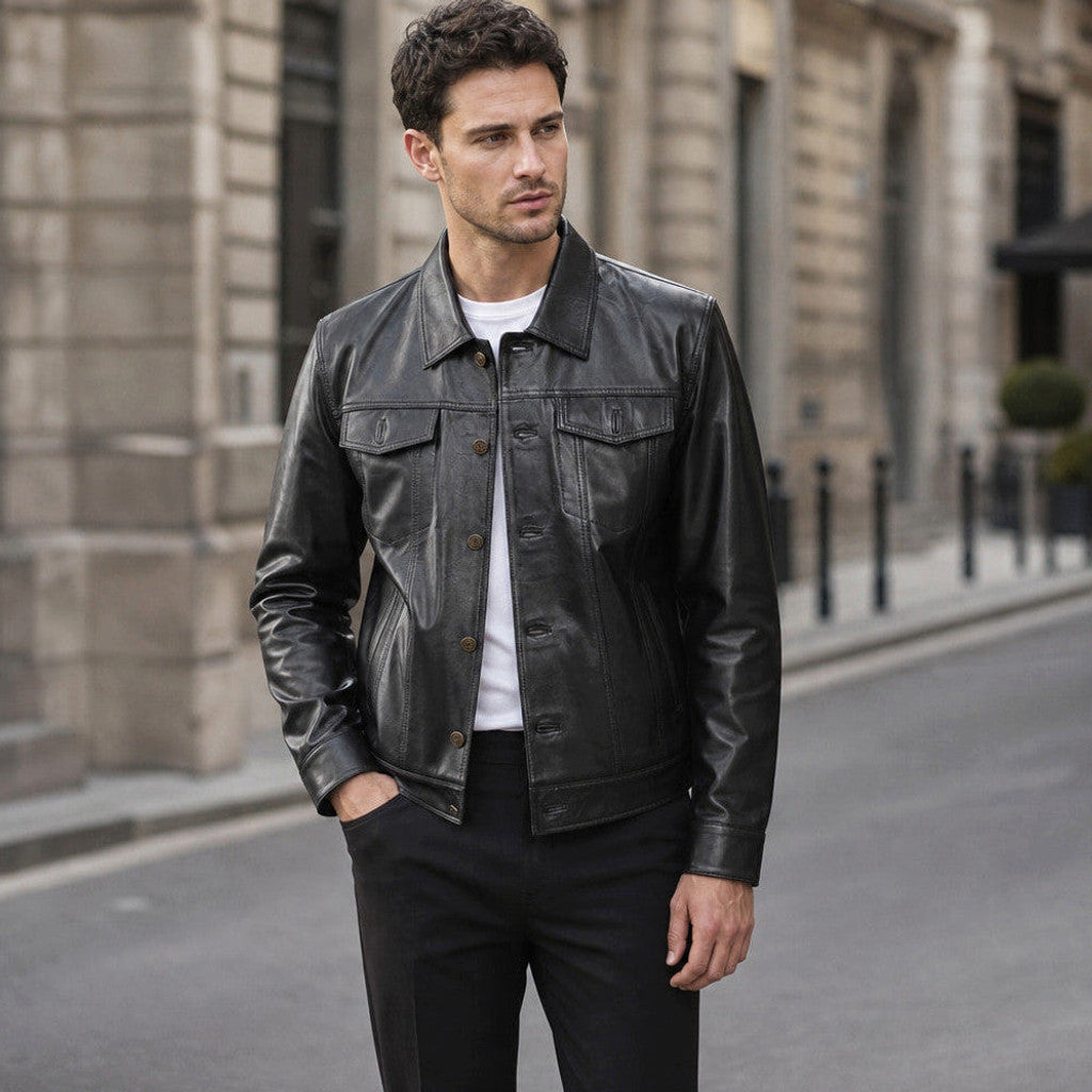 Browning | Leather Trucker Jacket Sheepskin Black – Product Photo