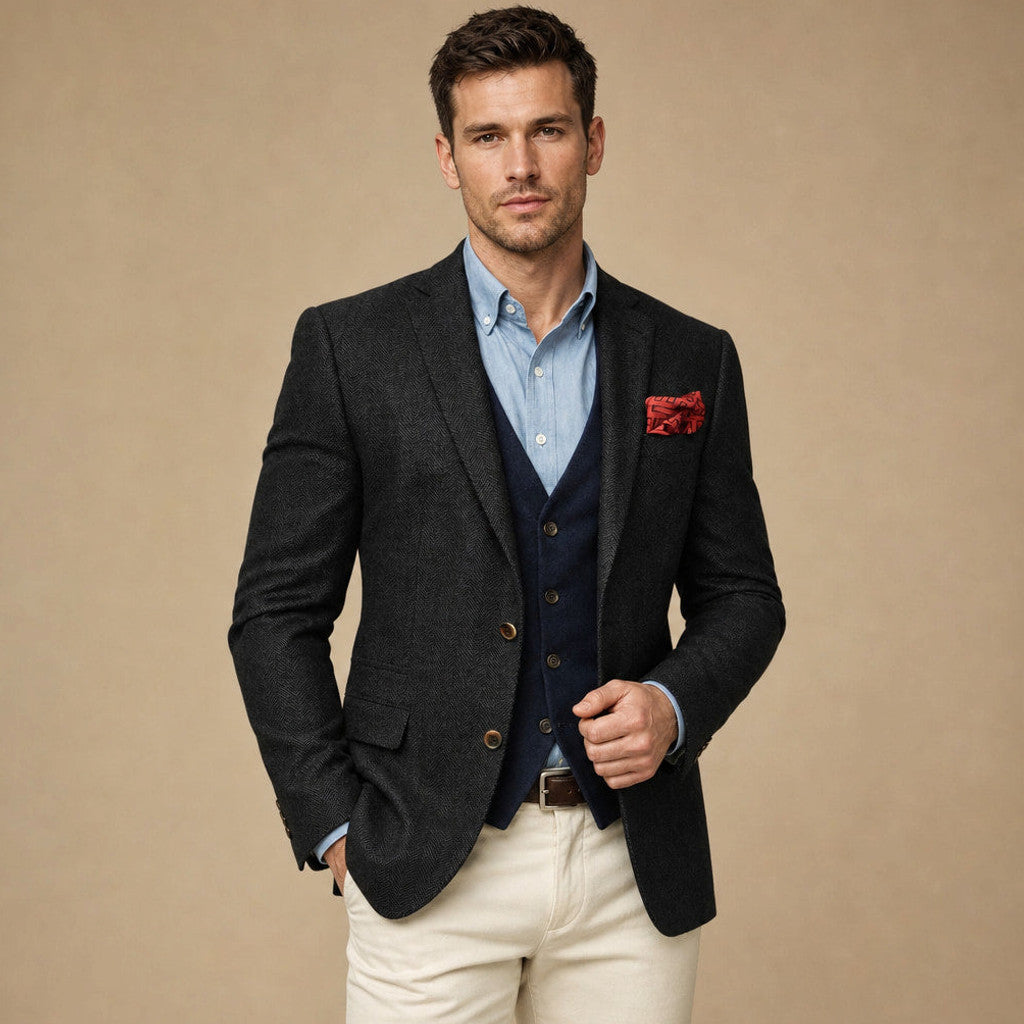 Brudex | Herringbone Blazer Tailored Fit Black – Product Photo