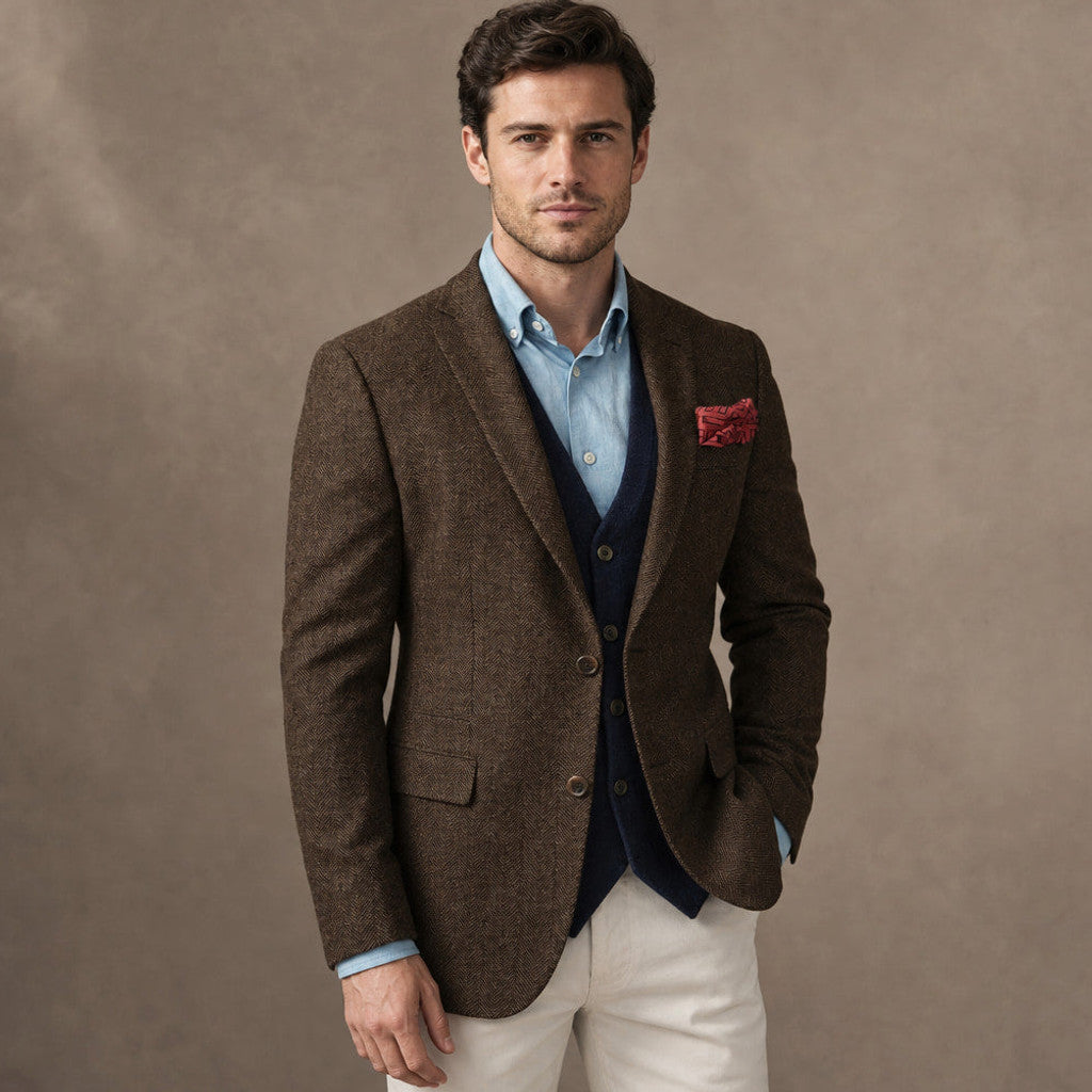 Brudex | Herringbone Blazer Tailored Fit Brown – Product Photo