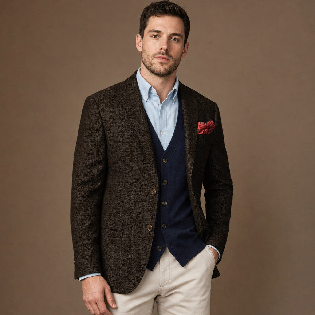Brudex | Herringbone Blazer Tailored Fit Coffee – Product Photo