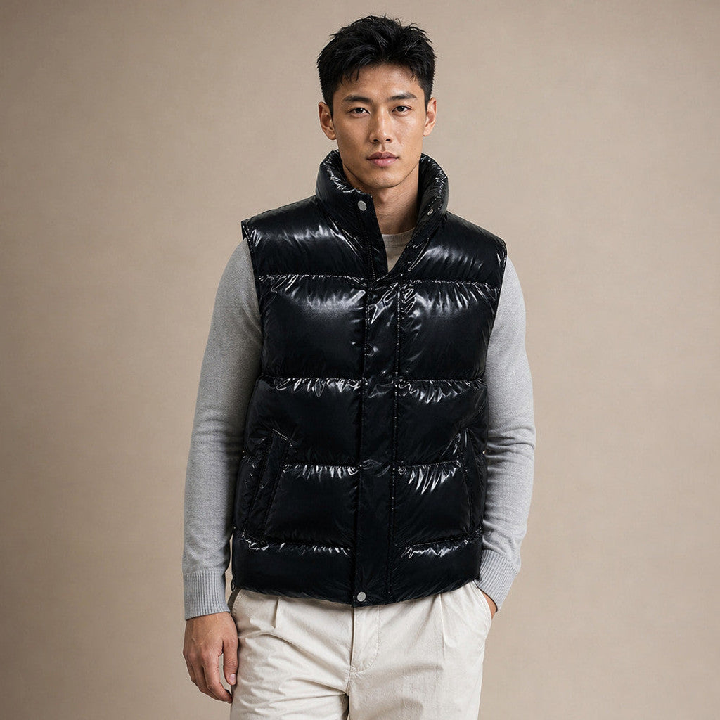 Brudox | Quilted Puffer Vest High Collar Black – Product Photo