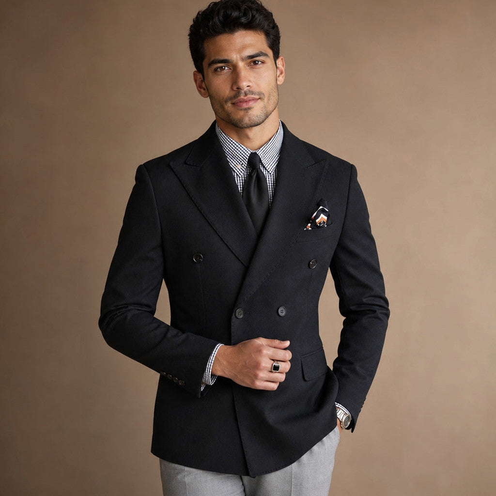 Brulon | Blazer Neapolitan Cut Half Lined in Black – Premium Editorial