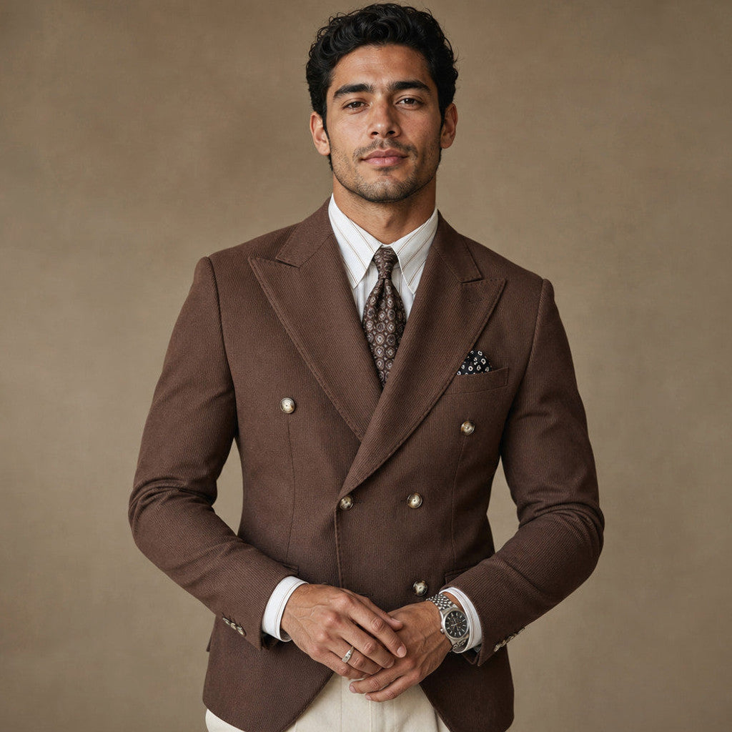 Brulon | Blazer Neapolitan Cut Half Lined Dark Brown – Product Photo