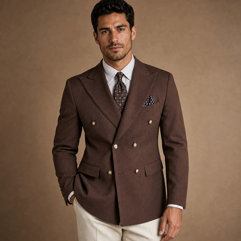 Brulon | Blazer Neapolitan Cut Half Lined in Dark Brown – Premium Editorial