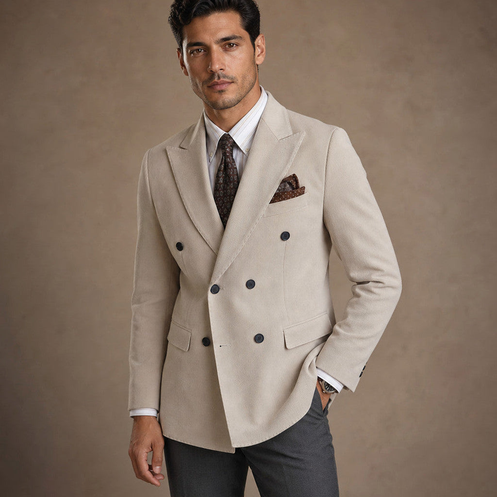 Brulon | Blazer Neapolitan Cut Half Lined Khaki – Side Angle View