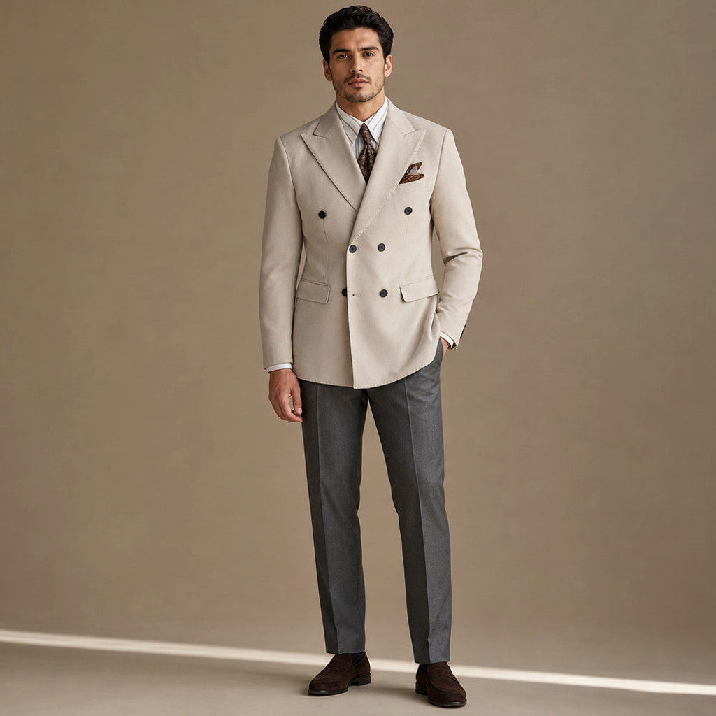 Brulon | Blazer Neapolitan Cut Half Lined Khaki – Full Look