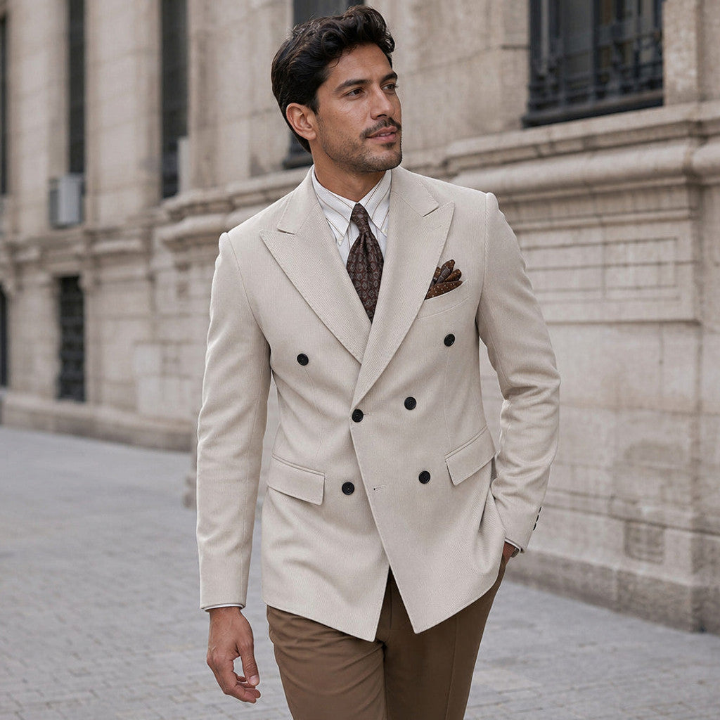 Brulon | Blazer Neapolitan Cut Half Lined Khaki – Styled Editorial Shot