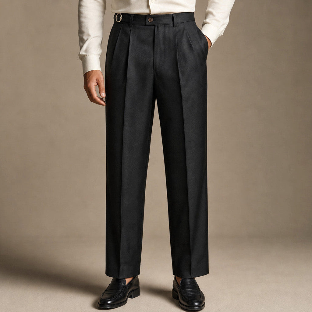 Buldex | Dress Pants Stretch Cotton Twill Tailored Leg in Black – Premium Editorial