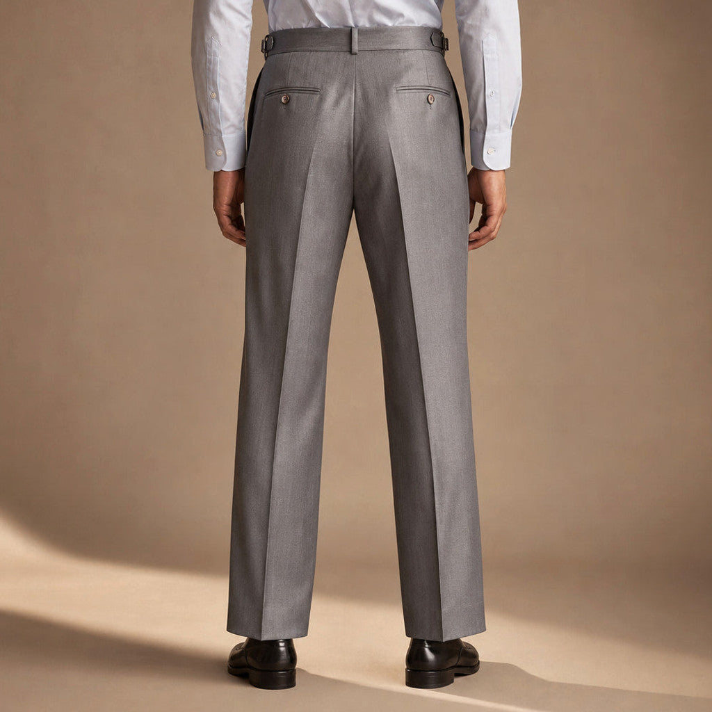 Buldex | Dress Pants Stretch Cotton Twill Tailored Leg Grey – Full Look