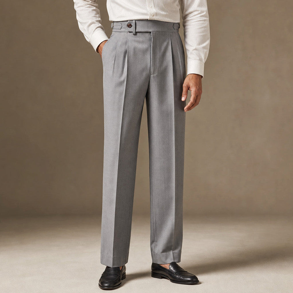 Buldex | Dress Pants Stretch Cotton Twill Tailored Leg in Grey – Premium Editorial