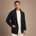 Shawl Collar Cardigan Ribbed Knit Black – Product Photo