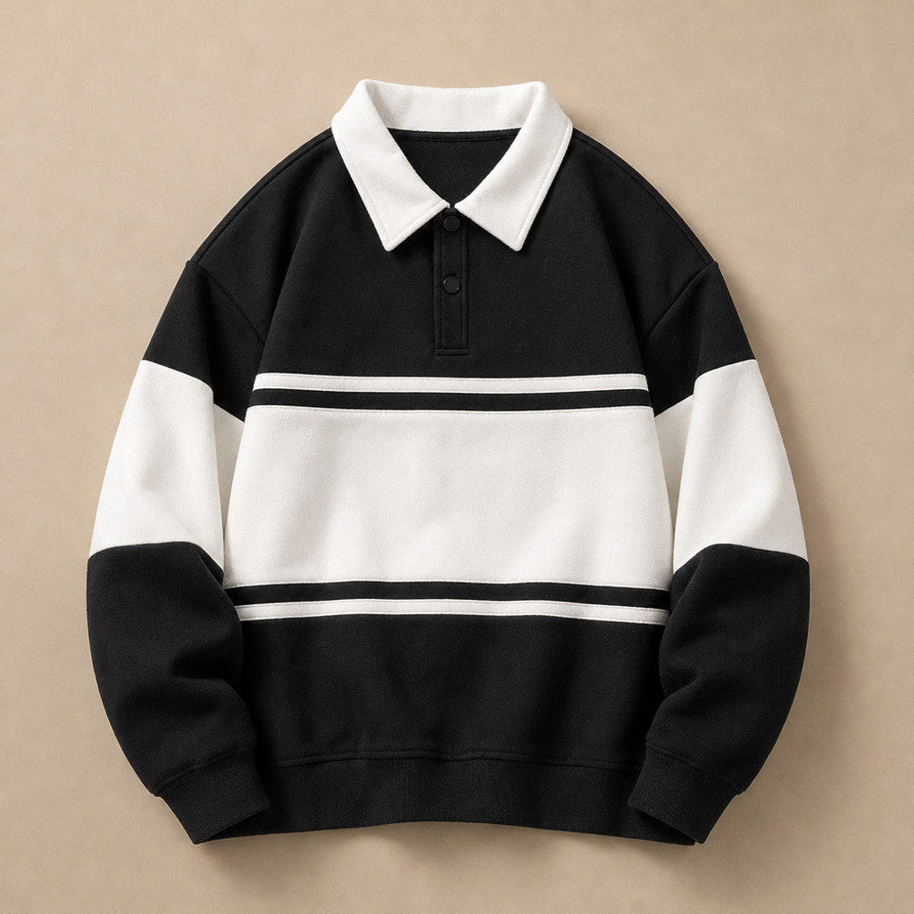 Caldbeck | Knitted Polo Shirt Cotton Winter Knit Black – Product Photo