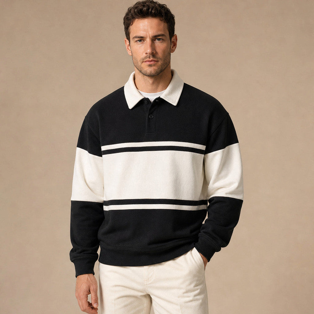 Caldbeck | Knitted Polo Shirt Cotton Winter Knit in Black – Premium Editorial