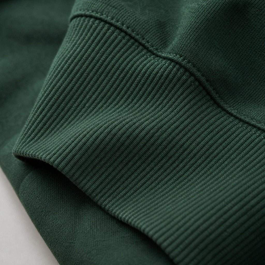 Caldbeck | Knitted Polo Shirt Cotton Winter Knit Dark Green – Fabric and Detail Close-Up