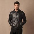 Caldecott | Harrington Jacket Leather Black Black – Product Photo