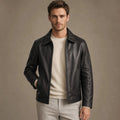 Calderwood | Leather Biker Jacket Sheepskin Black – Product Photo