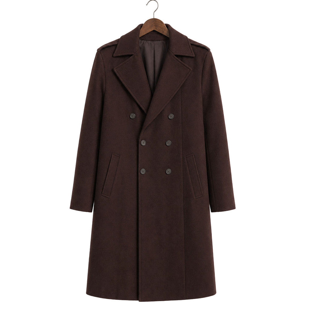 Caldmere | Double Breasted Trench Coat Wool Brown Brown – Product Photo