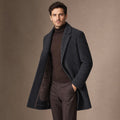 Calhoun | Wool Coat Mid-Length Quilted Lining Charcoal – Side Angle View