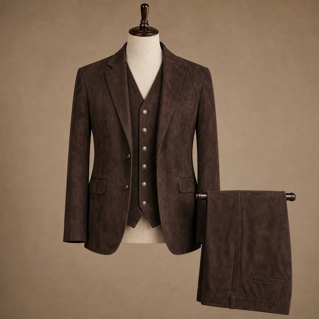 Calverly | Waistcoat Suede Five Button Brown – Product Photo