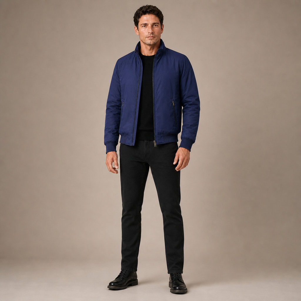 Coats Fleece Lined Structured Coat in Blue – Tomosino Premium Menswear