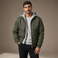 Hooded Bomber Jacket Multi-Pocket Military Style Military Green – Product Photo
