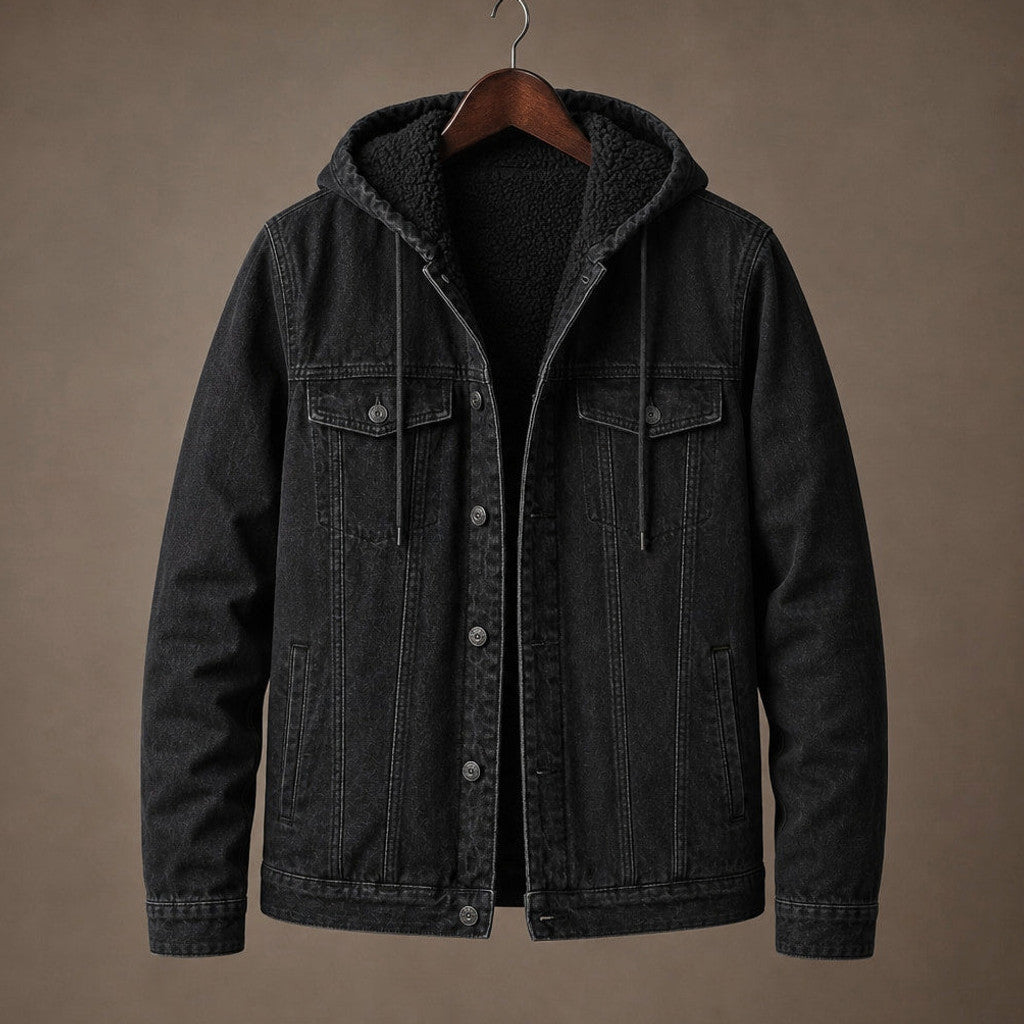 Carex | Selvedge Denim Jacket Sherpa Lined Black – Product Photo