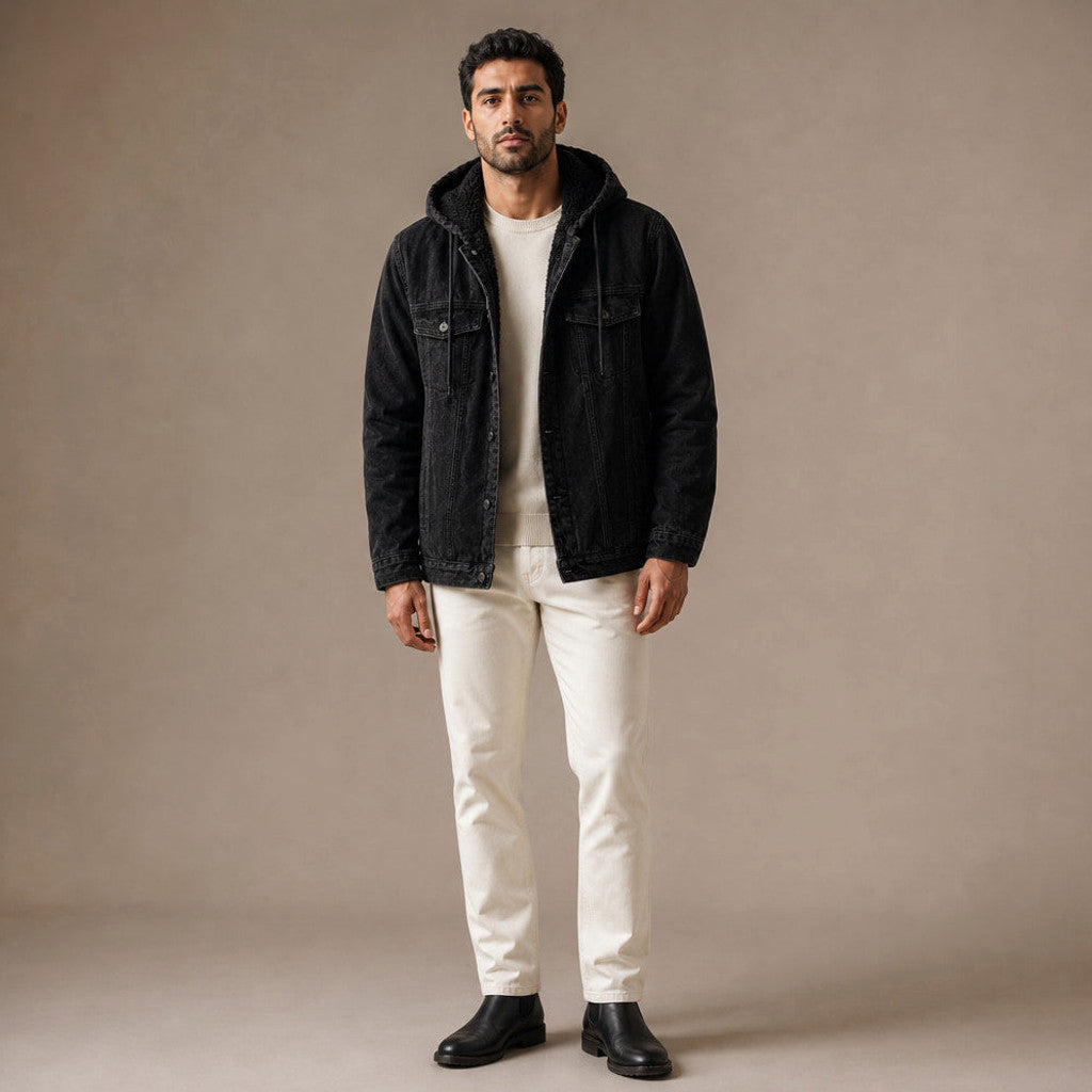 Carex | Selvedge Denim Jacket Sherpa Lined in Black – Premium Editorial