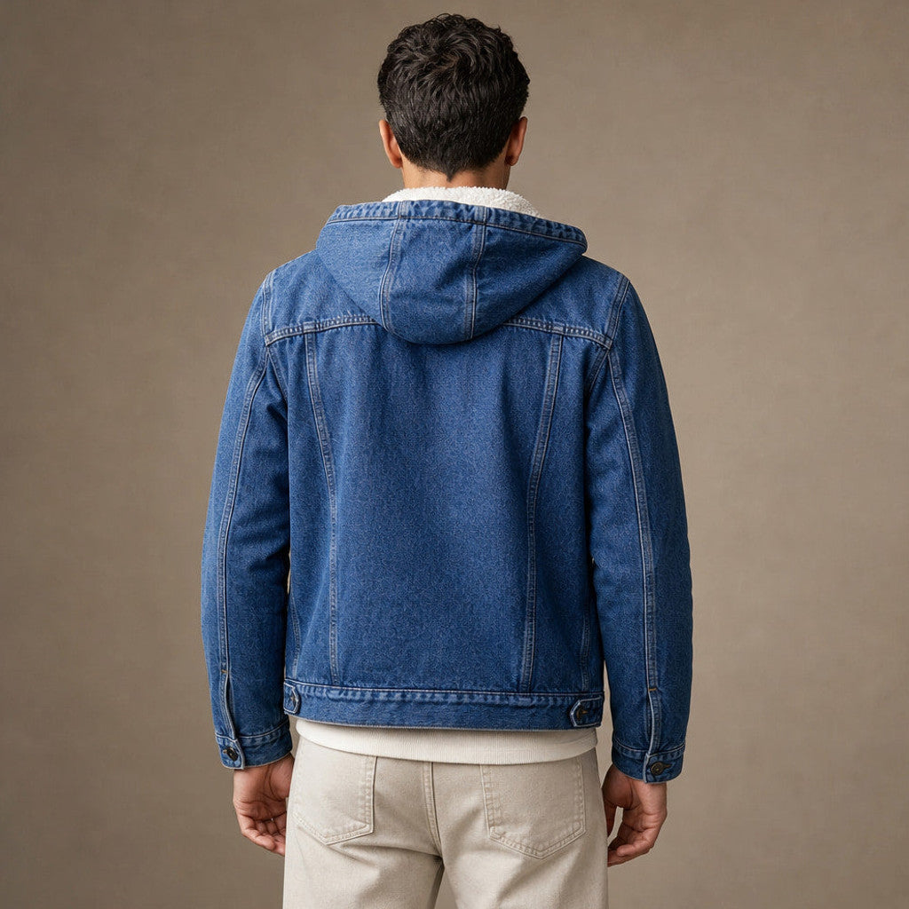Carex | Selvedge Denim Jacket Sherpa Lined Blue – Full Look