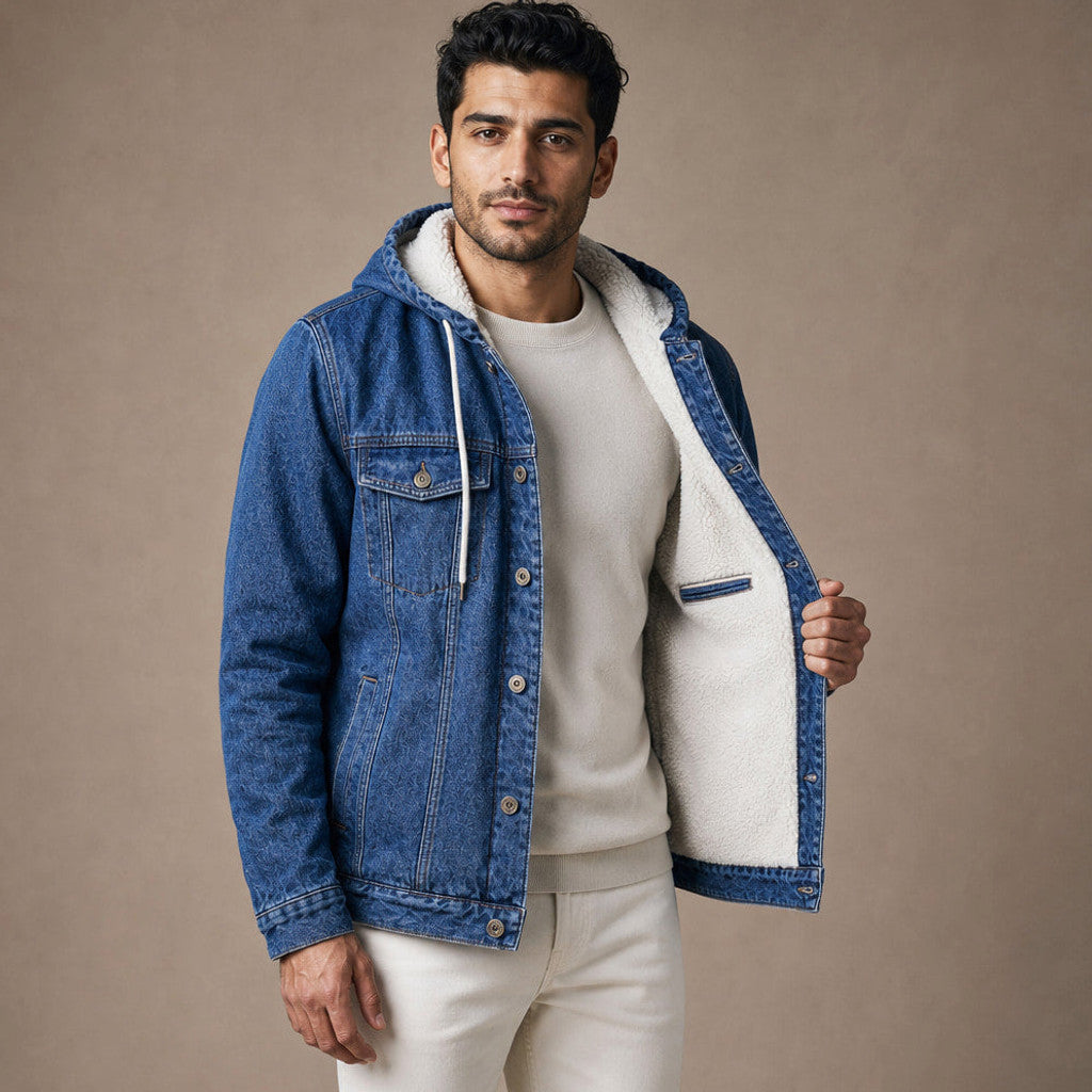 Carex | Selvedge Denim Jacket Sherpa Lined Blue – Interior Lining Detail