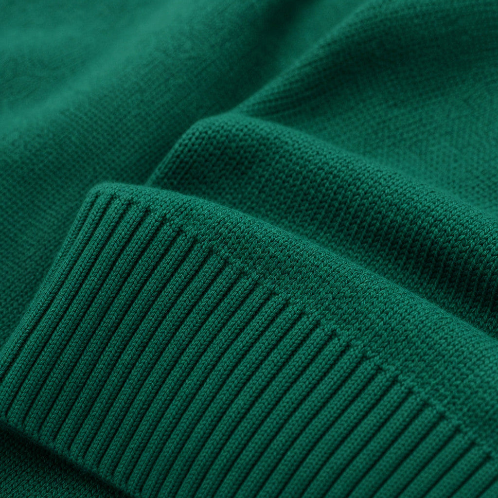 Carlex | Knit Tracksuit Stand Collar Emerald Emerald – Fabric and Detail Close-Up