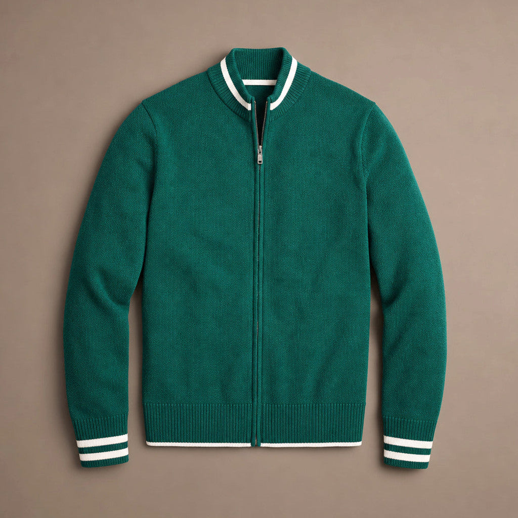 Carlex | Knit Tracksuit Stand Collar Emerald Emerald – Product Photo