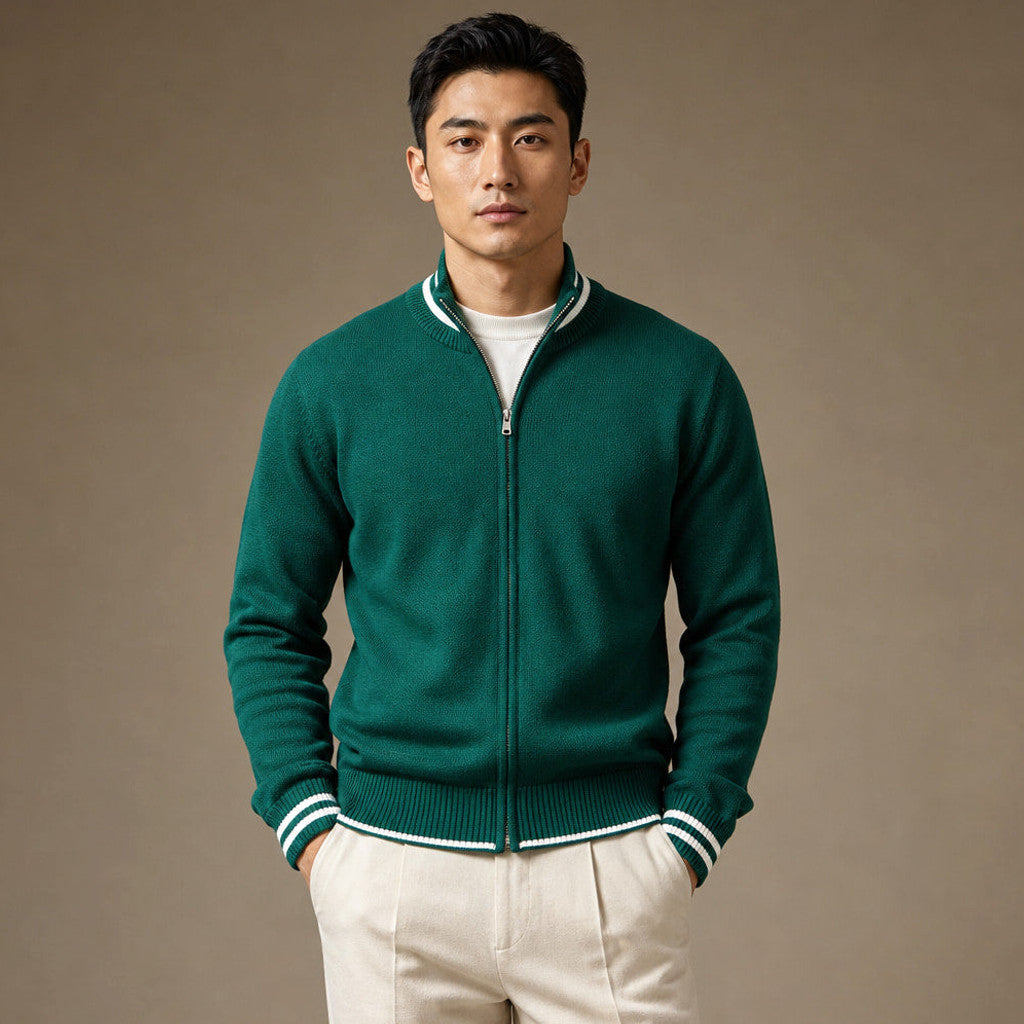 Carlex | Knit Tracksuit Stand Collar Emerald in Emerald – Premium Editorial