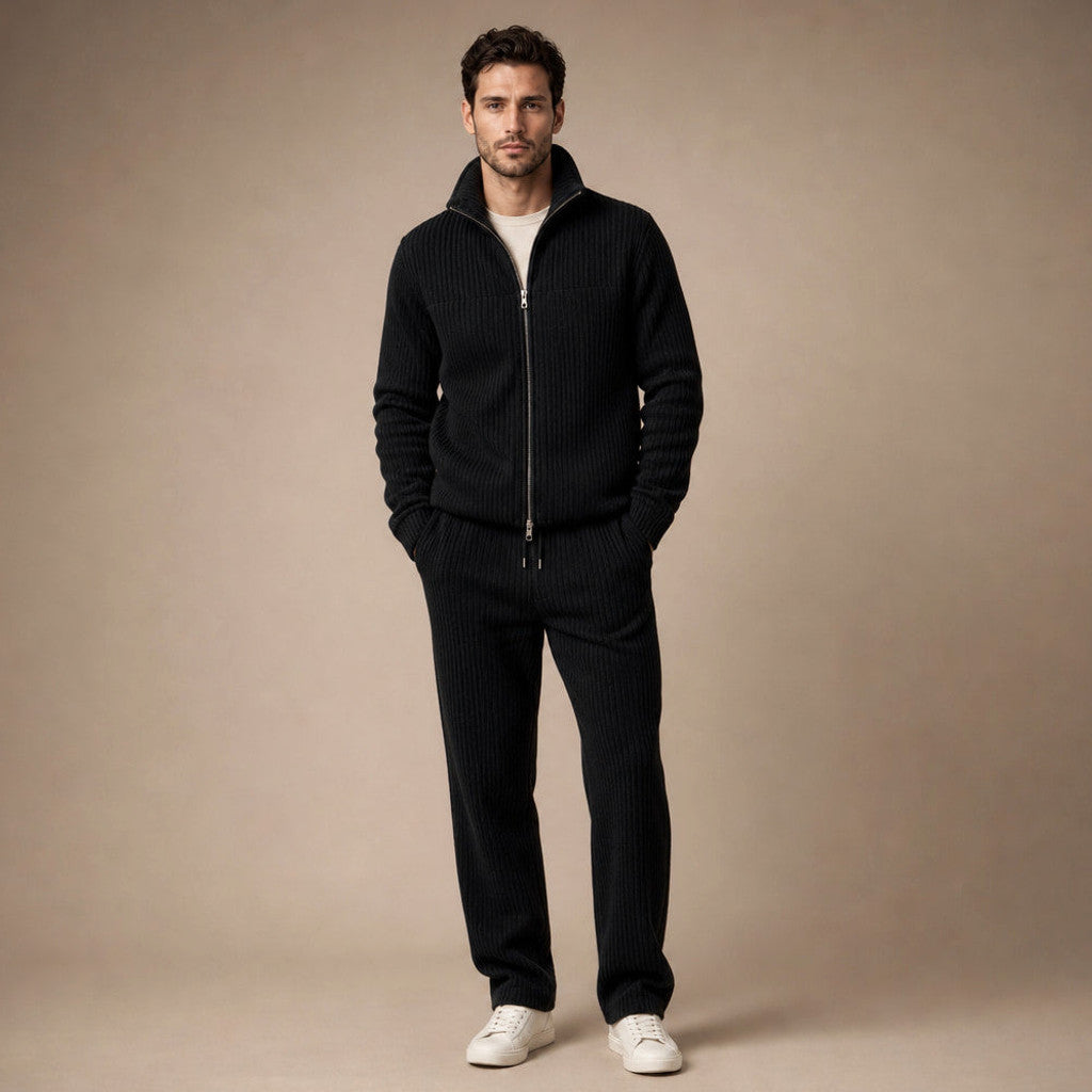 Carner | 3 Piece Set Padded Gilet Corduroy Effect in Black – Premium Editorial