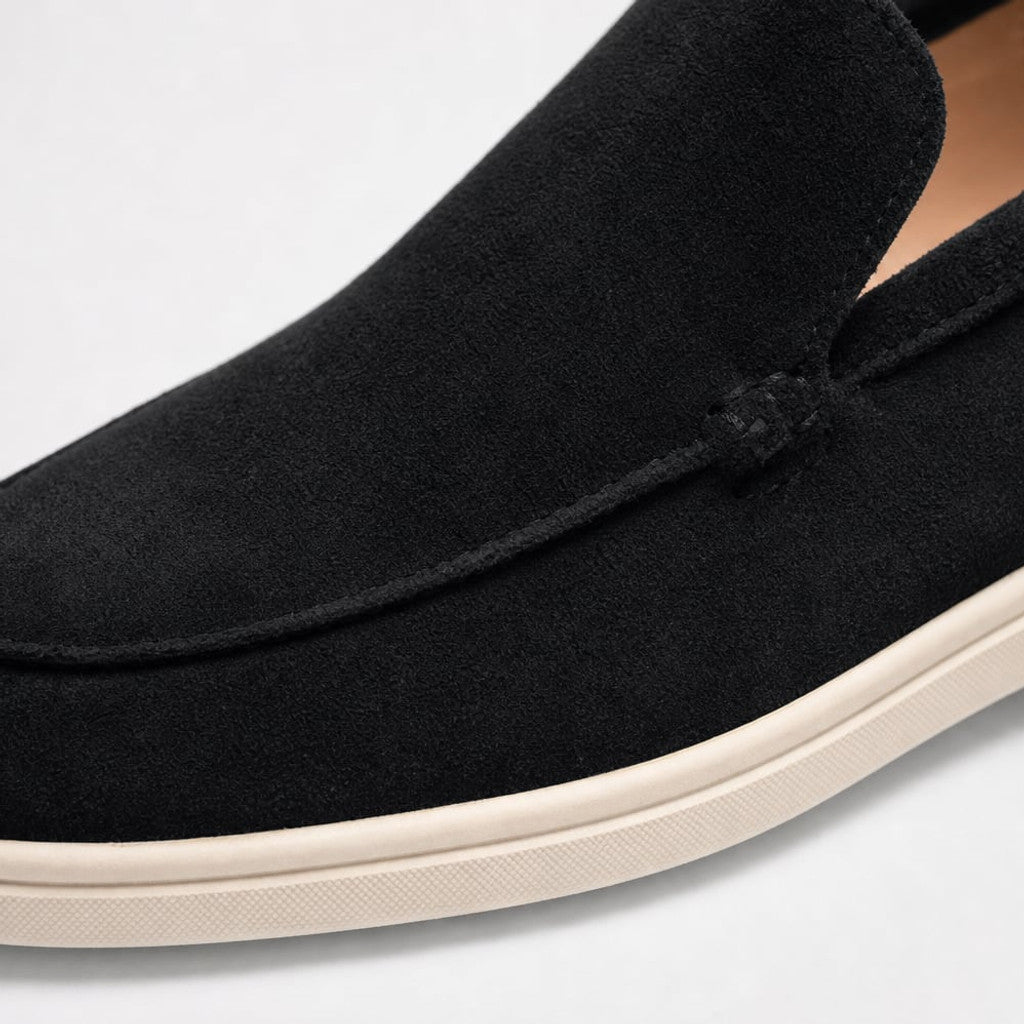 Carven | Loafers Moc-Toe Slip-On Flat Sole Black – Fabric and Detail Close-Up