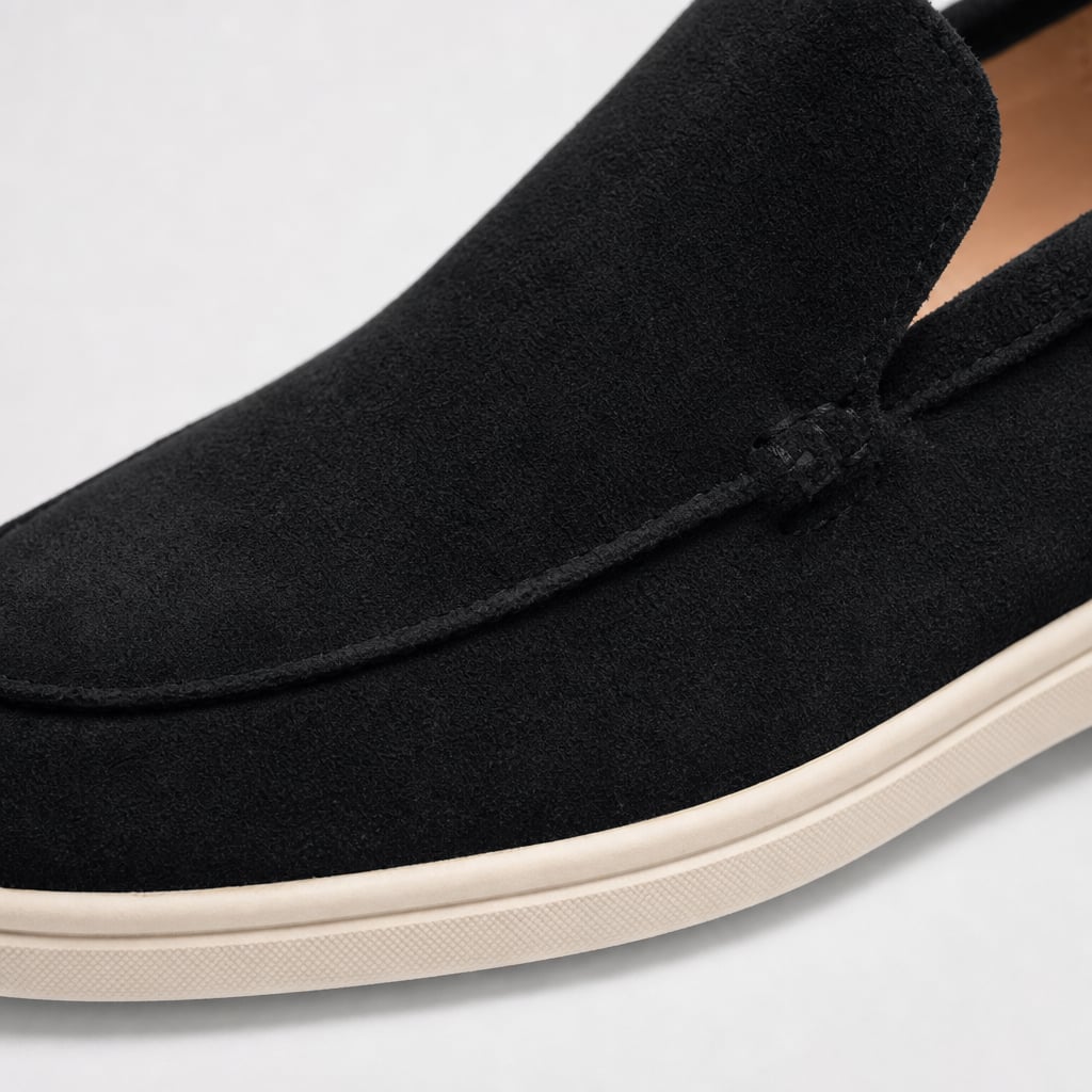 Carven | Loafers Moc-Toe Slip-On Flat Sole Black – Fabric and Detail Close-Up