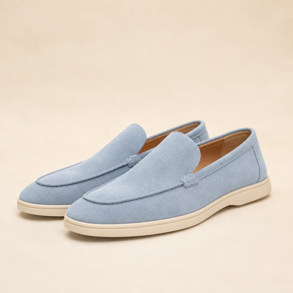 Carven | Loafers Moc-Toe Slip-On Flat Sole Sky Blue – Product Photo