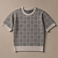 Caston | Knit T Shirt Jacquard Crew Neck Sandstone Black – Product Photo