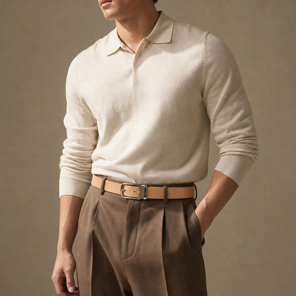 Castox | Leather Belt Vegetable Tanned Beige – Side Angle View