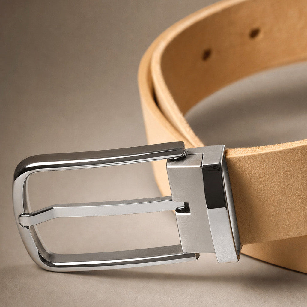 Castox | Leather Belt Vegetable Tanned Beige – Fabric and Detail Close-Up