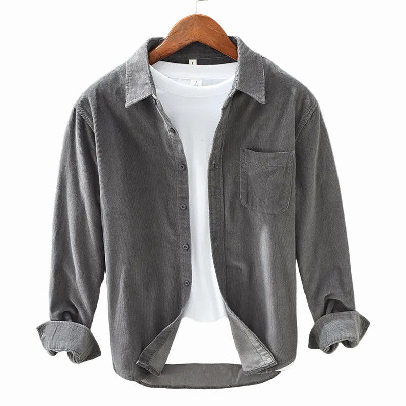 Lorcan | Fit Shirt Corduroy-Style Ribbed Long Sleeve Pointed Collar