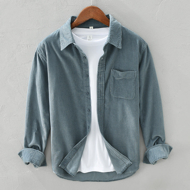 Lorcan | Fit Shirt Corduroy-Style Ribbed Long Sleeve Pointed Collar