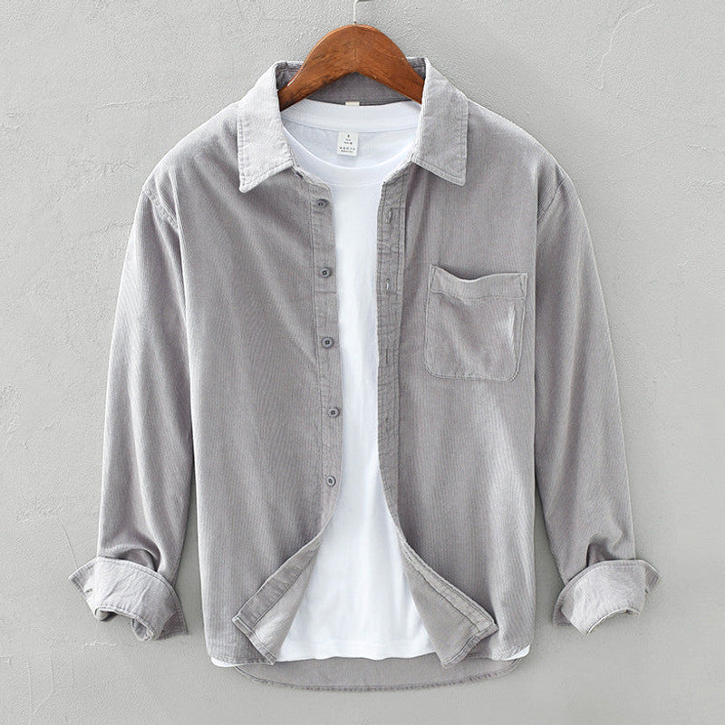 Lorcan | Fit Shirt Corduroy-Style Ribbed Long Sleeve Pointed Collar