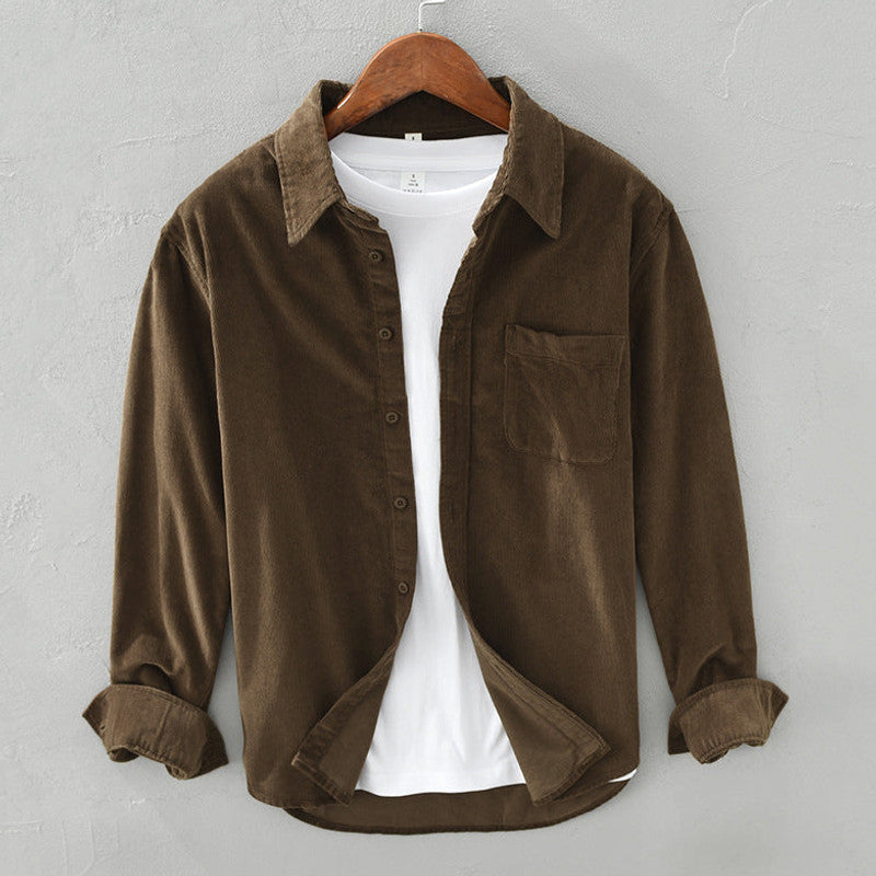 Lorcan | Fit Shirt Corduroy-Style Ribbed Long Sleeve Pointed Collar