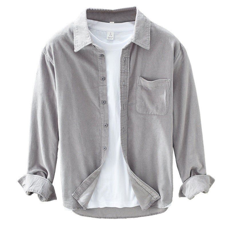 Lorcan | Fit Shirt Corduroy-Style Ribbed Long Sleeve Pointed Collar