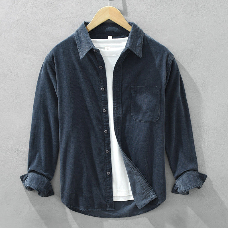 Lorcan | Fit Shirt Corduroy-Style Ribbed Long Sleeve Pointed Collar
