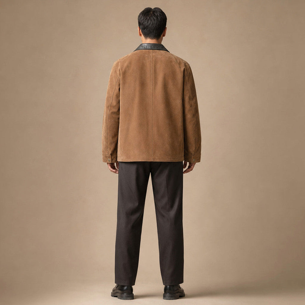 Casvon | Moleskin Coat Full Zip Brown – Full Look
