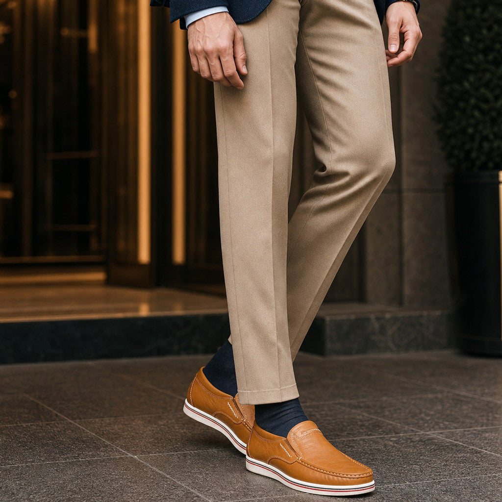 Celdox | Leather Loafer Slip On Brown – Side Angle View