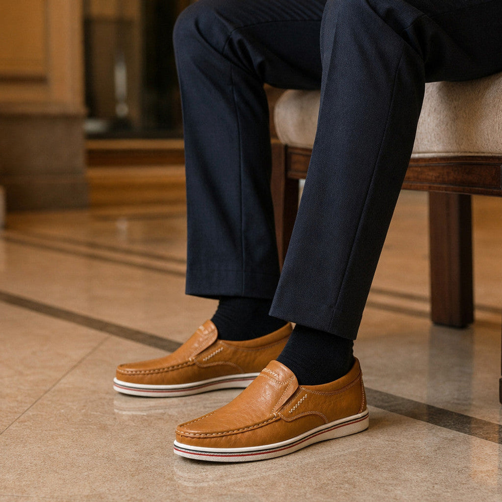 Celdox | Leather Loafer Slip On Brown – Styled Editorial Shot