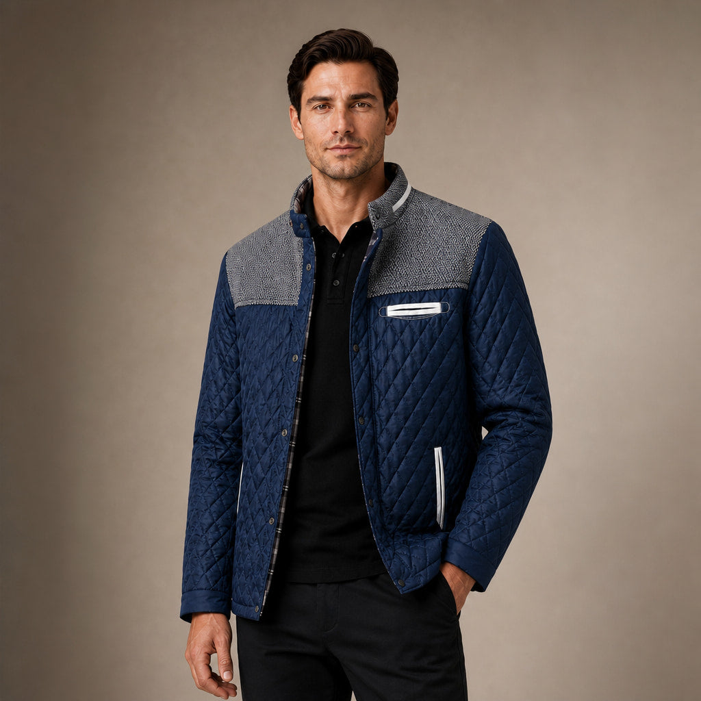 Puffer Jacket Lightweight Quilted Button-Down in Blue – Tomosino Premium Menswear